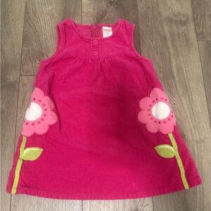 Gymboree Hot Pink Corduroy Dress with Flower Appliqués